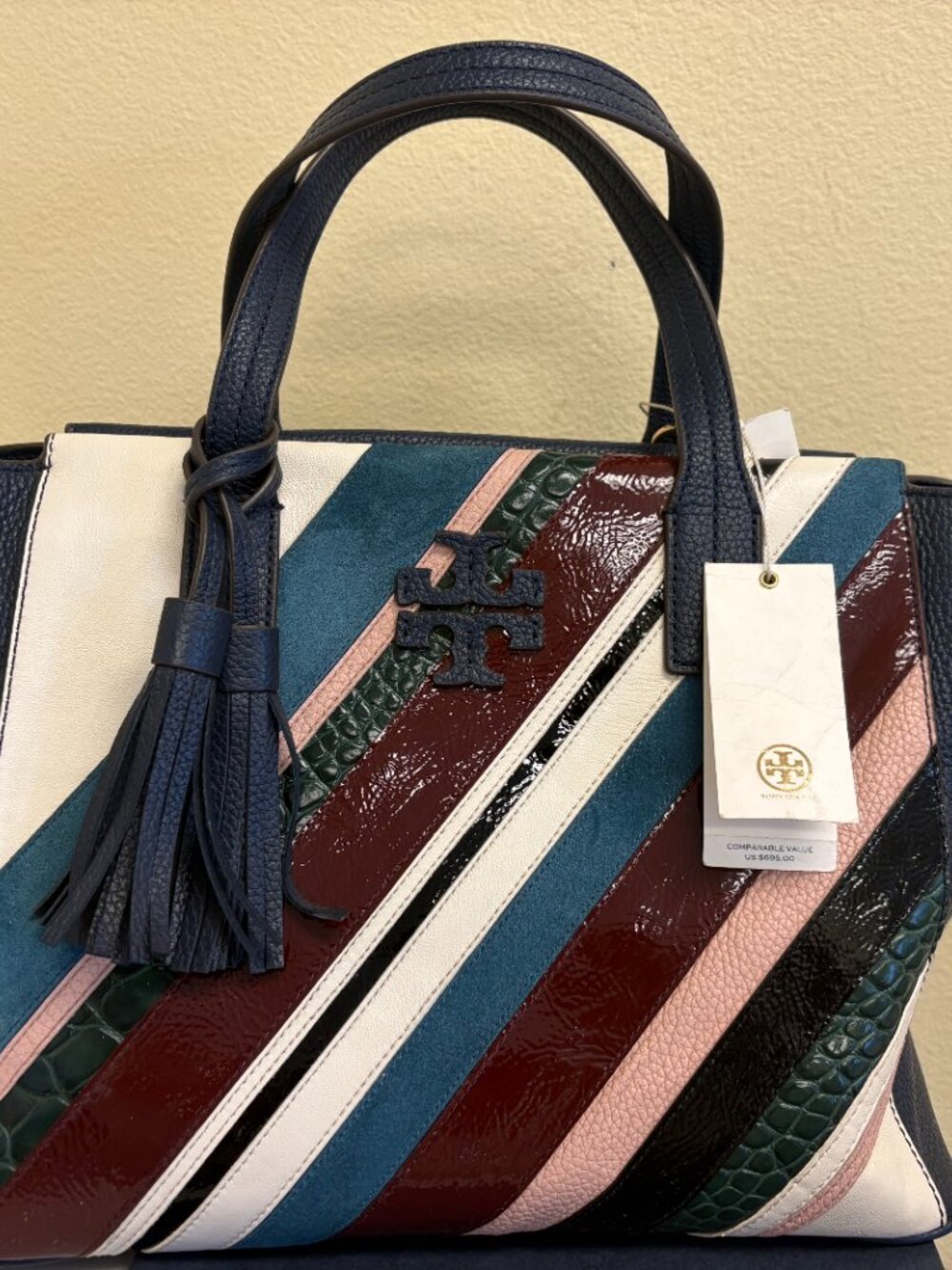 Tory Burch Thea Pieced Leather Slouchy Satchel